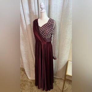 Sophisticated Burgundy Long Sleeve Dress